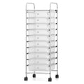 10-Drawer Rolling Storage Cart with Metal Frame and Lockable Universal Wheels
