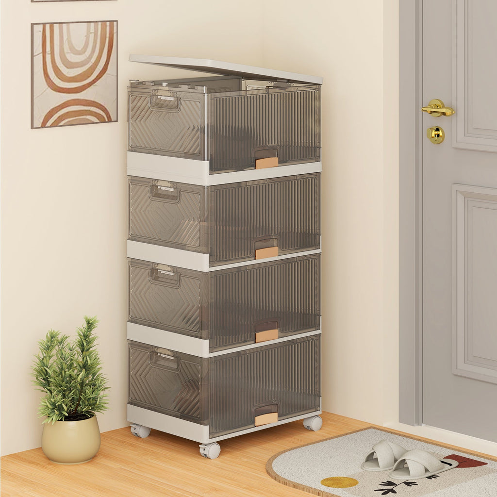 3/4/5/6-Cube Stackable Storage Bins with Detachable Wheels