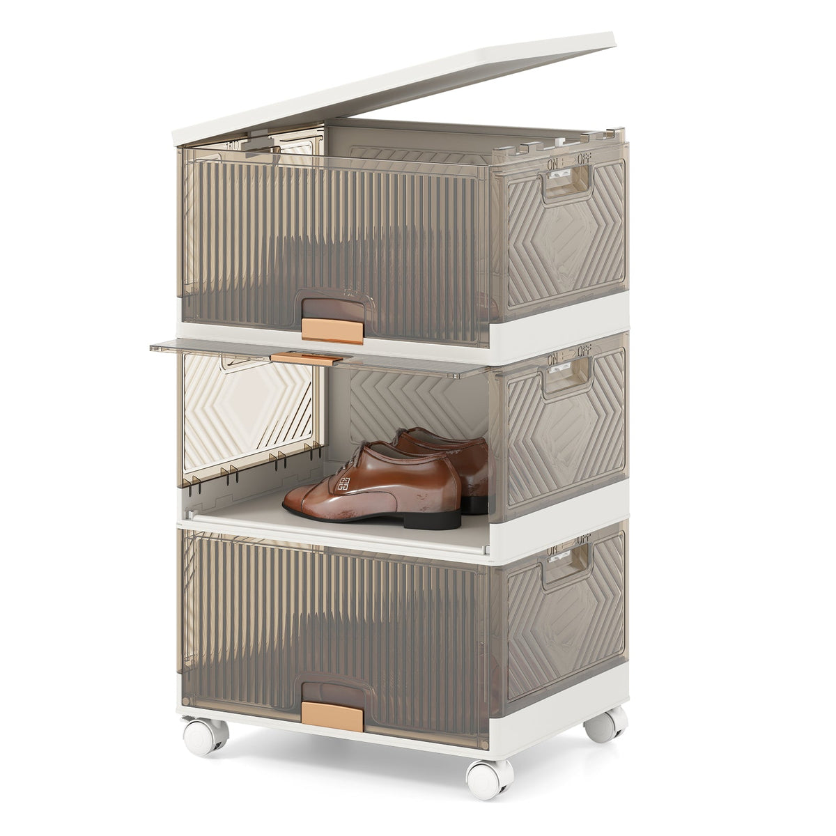 3/4/5/6-Cube Stackable Storage Bins with Detachable Wheels