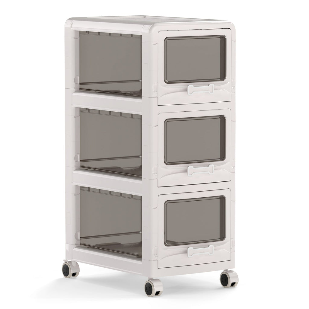 Rolling Storage Cart with Drawers and Lockable Wheels