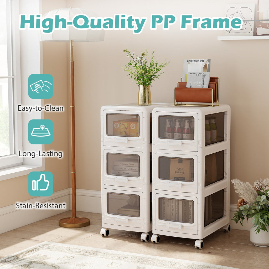 Rolling Storage Cart with Drawers and Lockable Wheels