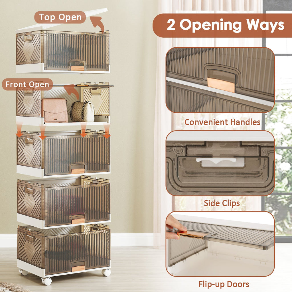 3/4/5/6-Cube Stackable Storage Bins with Detachable Wheels