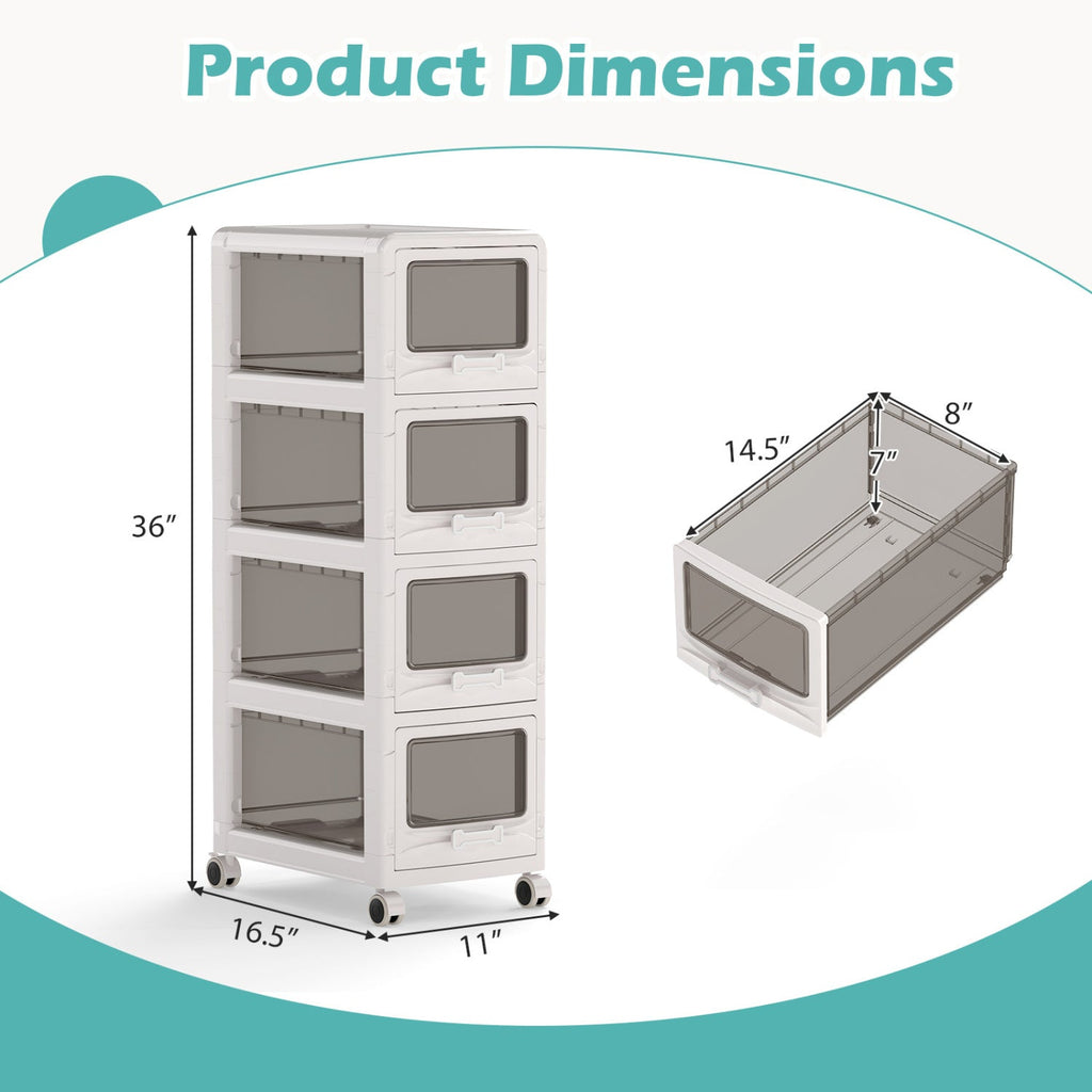 Rolling Storage Cart with Drawers and Lockable Wheels