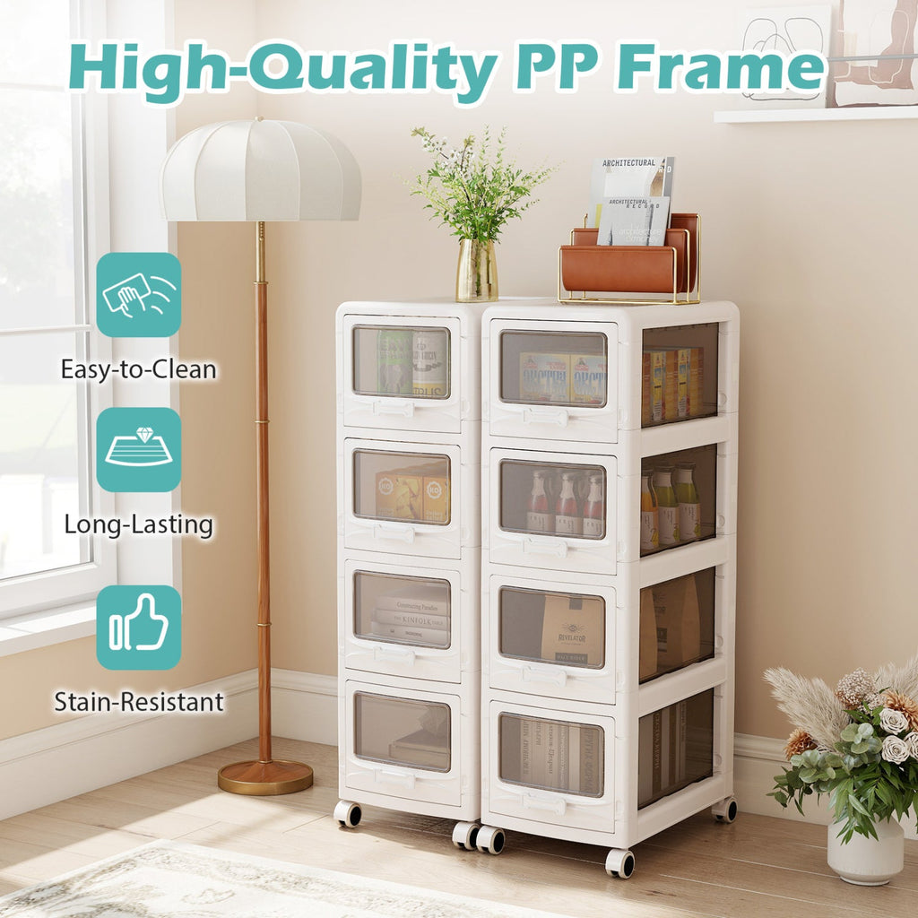Rolling Storage Cart with Drawers and Lockable Wheels