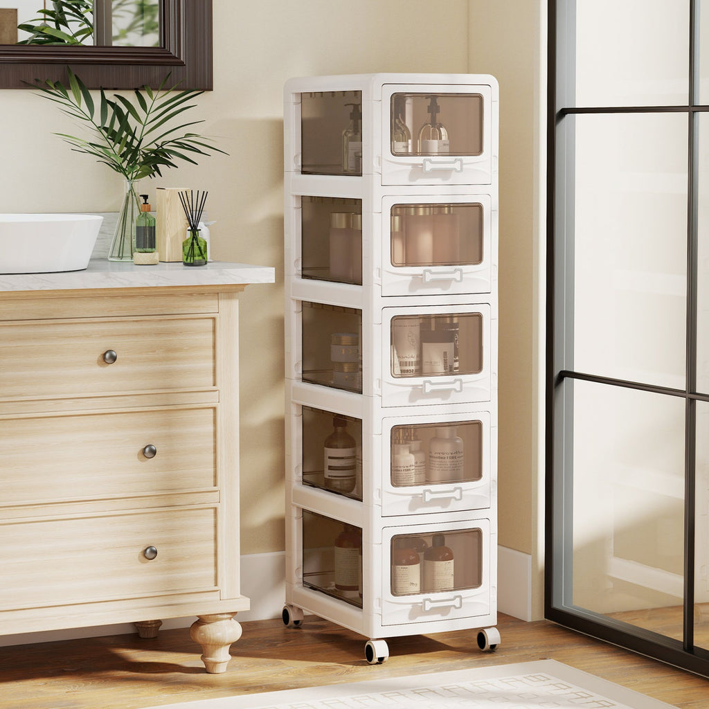 Rolling Storage Cart with Drawers and Lockable Wheels