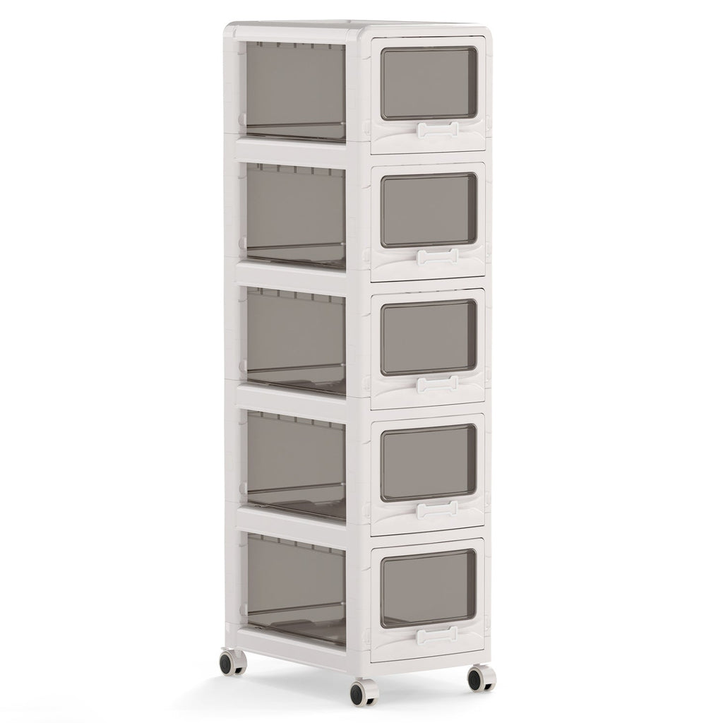 Rolling Storage Cart with Drawers and Lockable Wheels