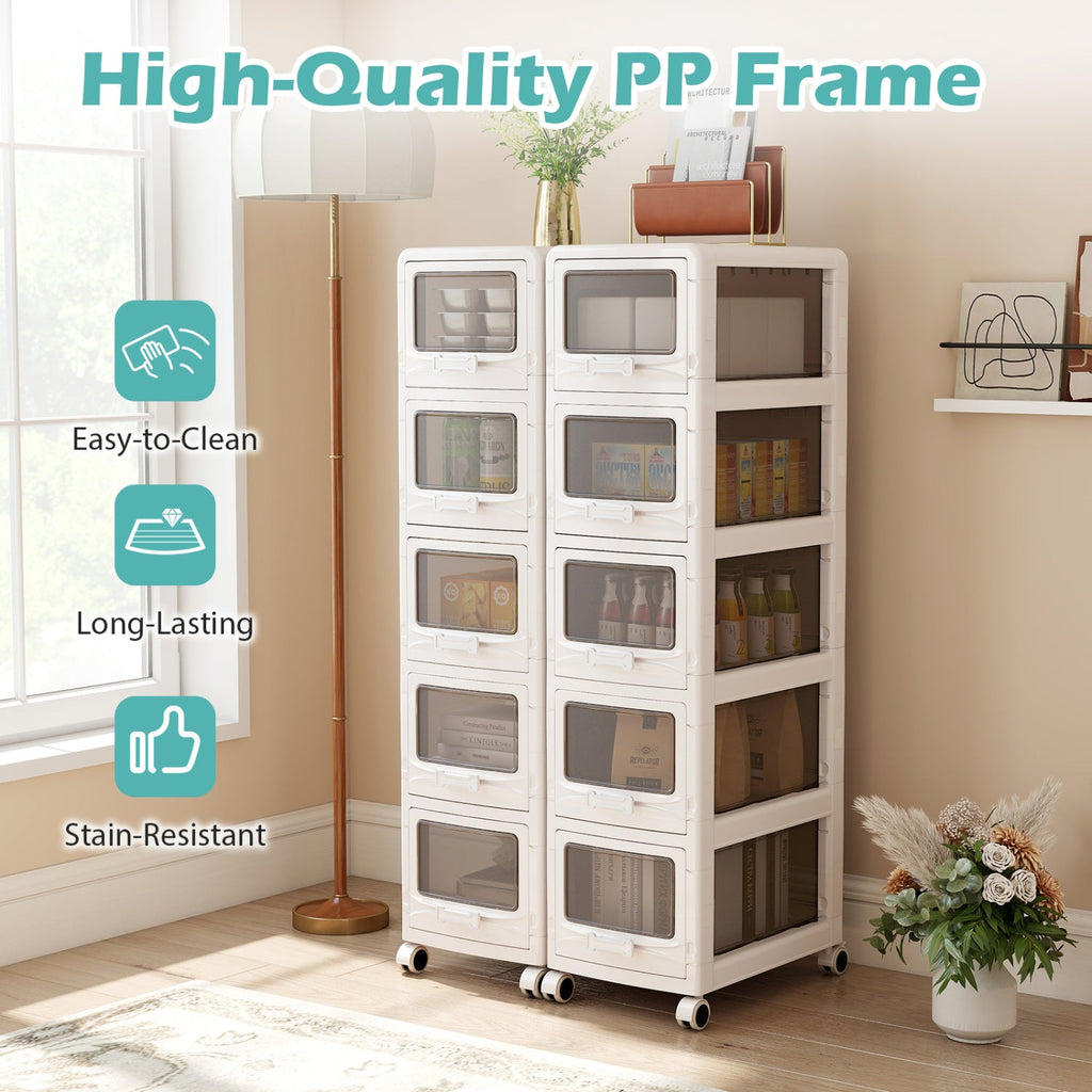 Rolling Storage Cart with Drawers and Lockable Wheels