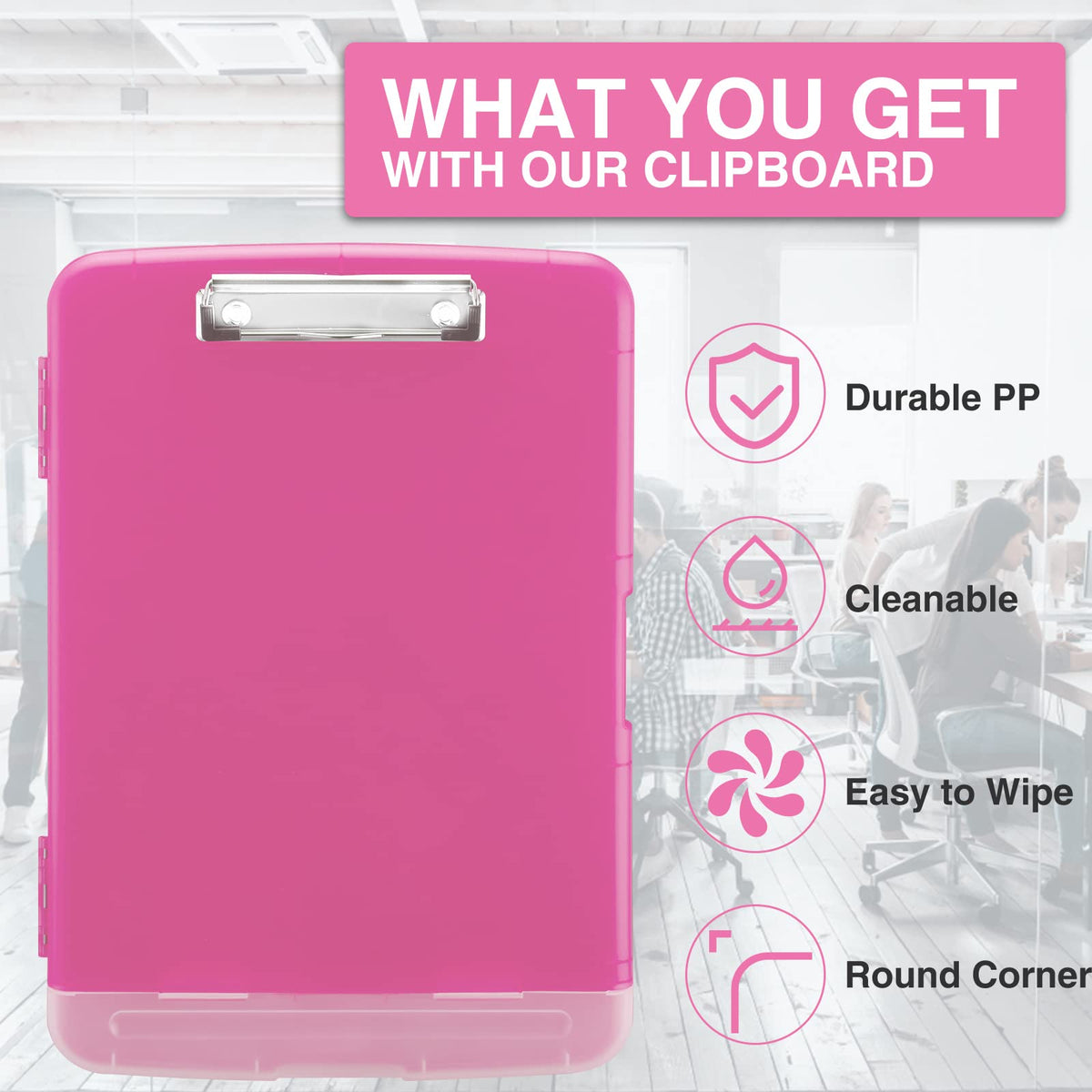 Sooez Clipboard with Storage, Clip Board 8.5 x 11 with Pen Holder, Plastic Organization Case Box for Letter Legal A4 Size Paper, Low Profile Clip, Nurses Teachers Must Haves, School & Office Supplies