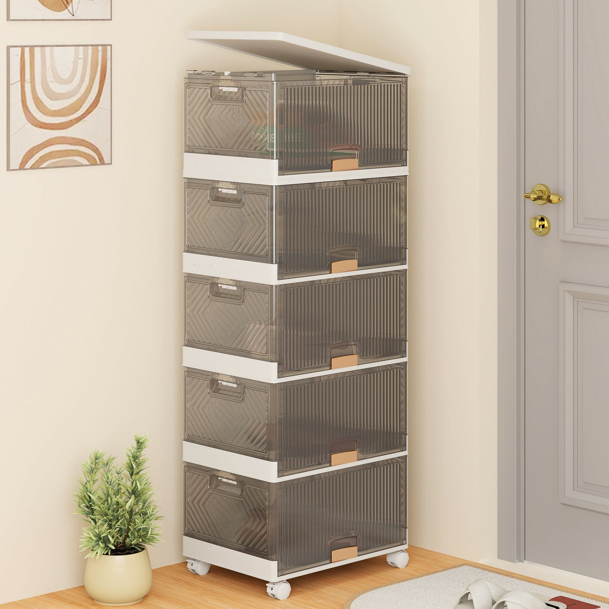 3/4/5/6-Cube Stackable Storage Bins with Detachable Wheels
