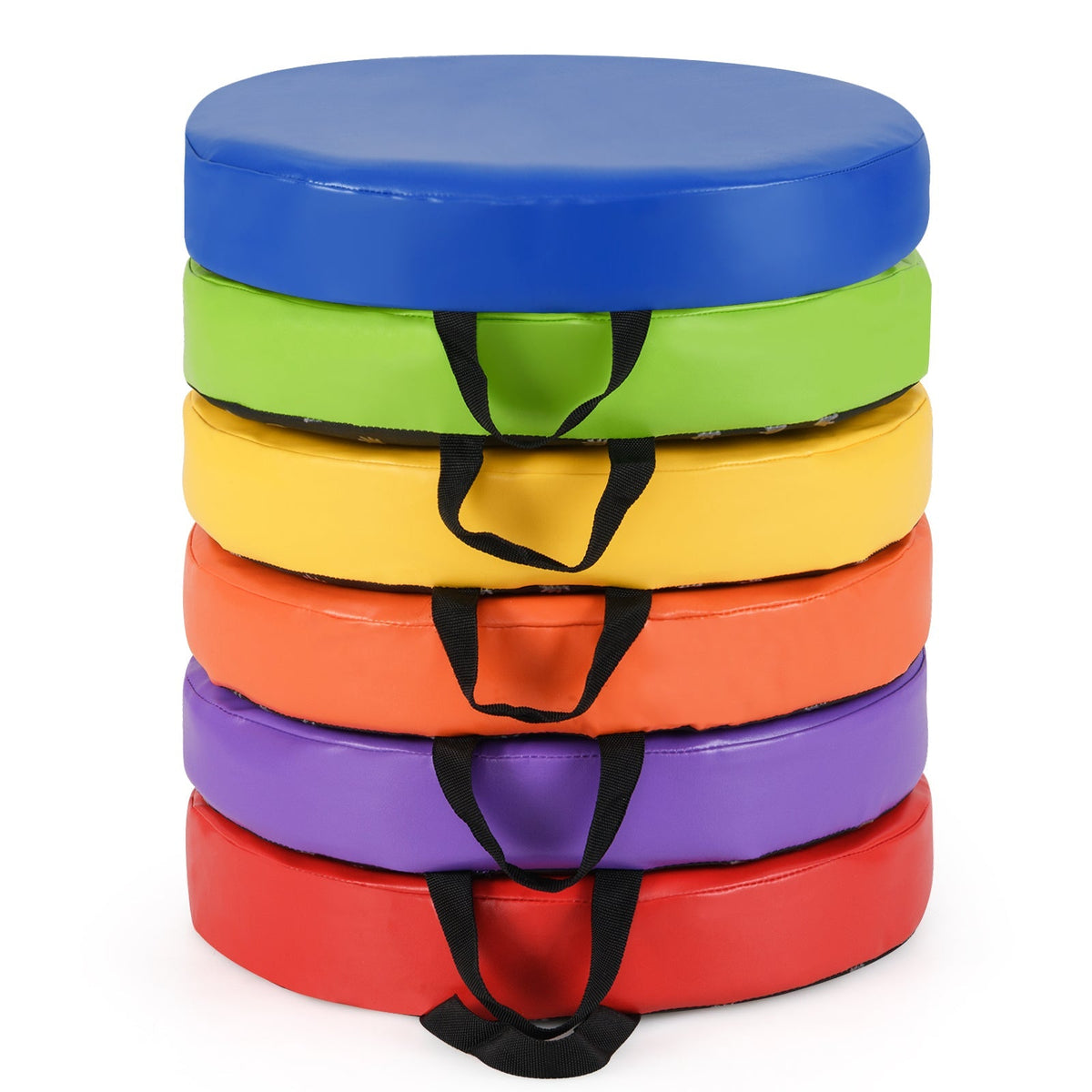 6 PCS Round Floor Cushions for Kids Classroom Floor Cushions with Handles-Multicolor