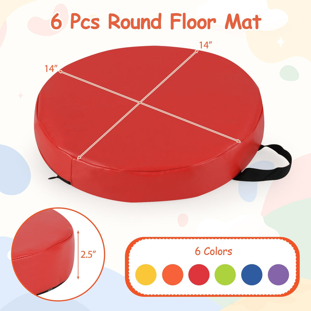 6 PCS Round Floor Cushions for Kids Classroom Floor Cushions with Handles-Multicolor