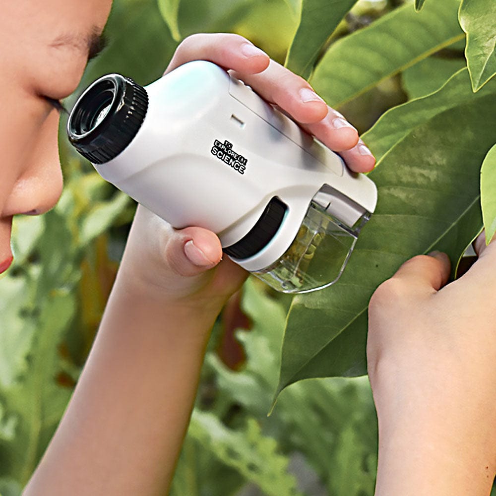 Kids Handheld Microscope 60-120x Educational Mini LED Light