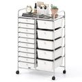 Rolling Storage Cart 15-Drawer Trolley with Chrome Plated Metal Frame